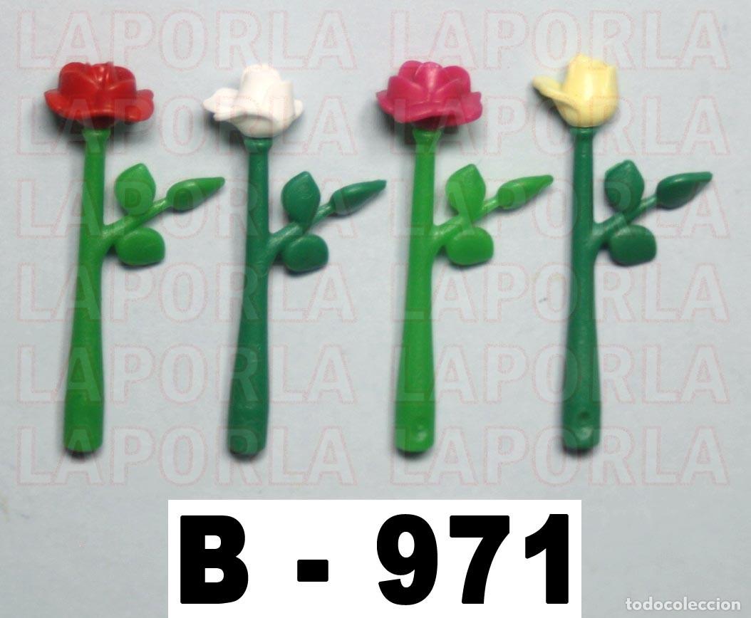 Playmobil: PLAYMOBIL 4 ROSAS EN TALLOS - DECORACI&Oacute;N REGALO HOGAR FANTAS&Iacute;A JARR&Oacute;N JARD&Iacute;N BODA (B-971)