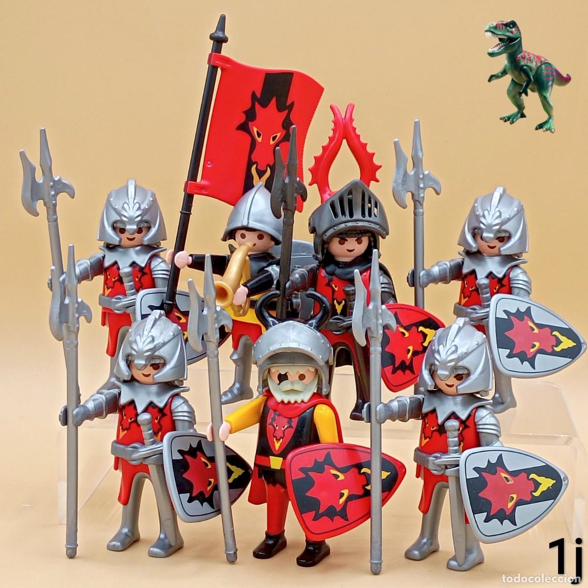 Playmobil: Playmobil figuras batallon caballeros del dragon rojo guardia real soldados 3269 3319 3320 5757 5815