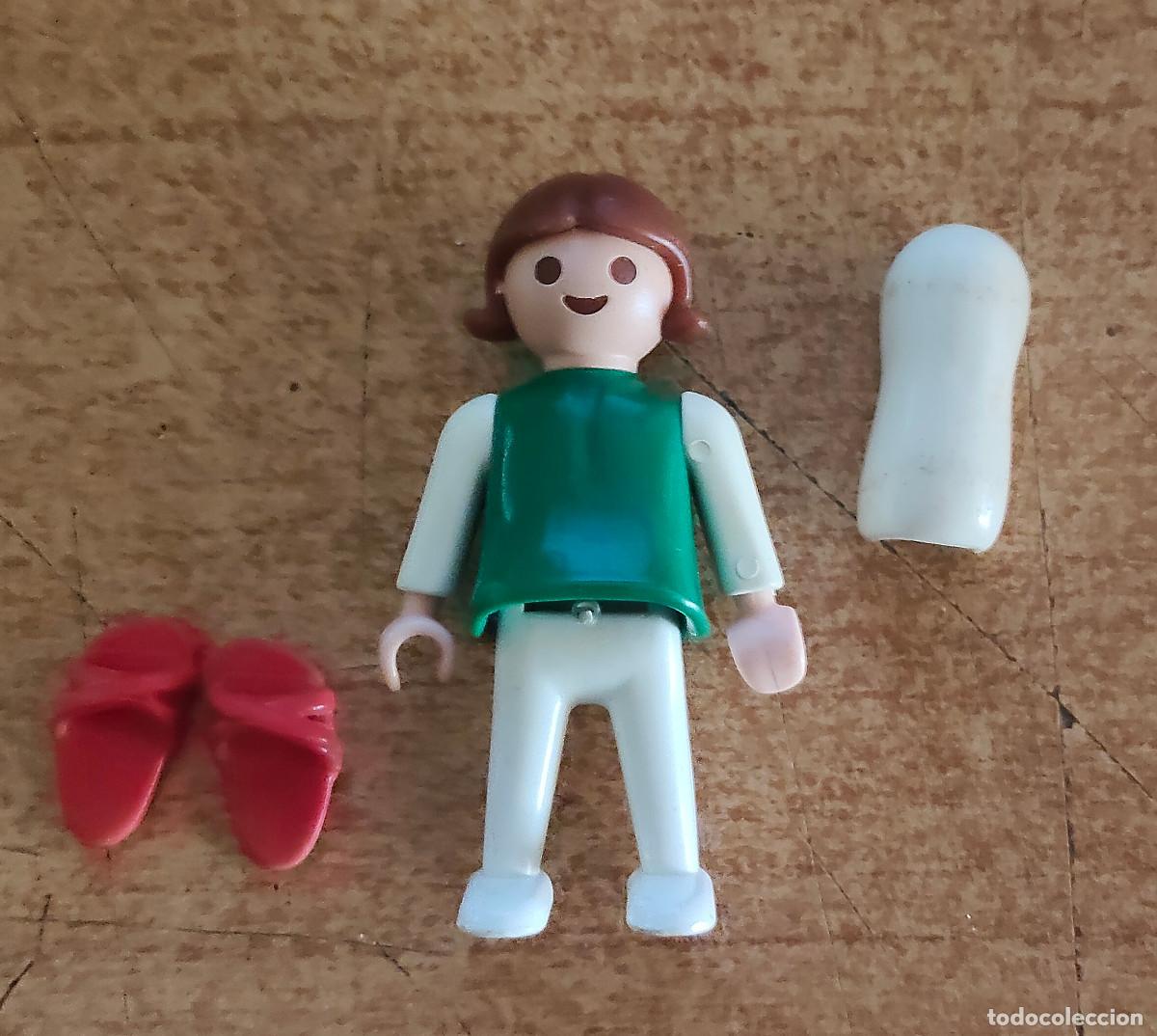 Playmobil: playmobil ni&ntilde;a verde paciente enferma hospital - geobra 1974 - primera generacion - yeso vendaje