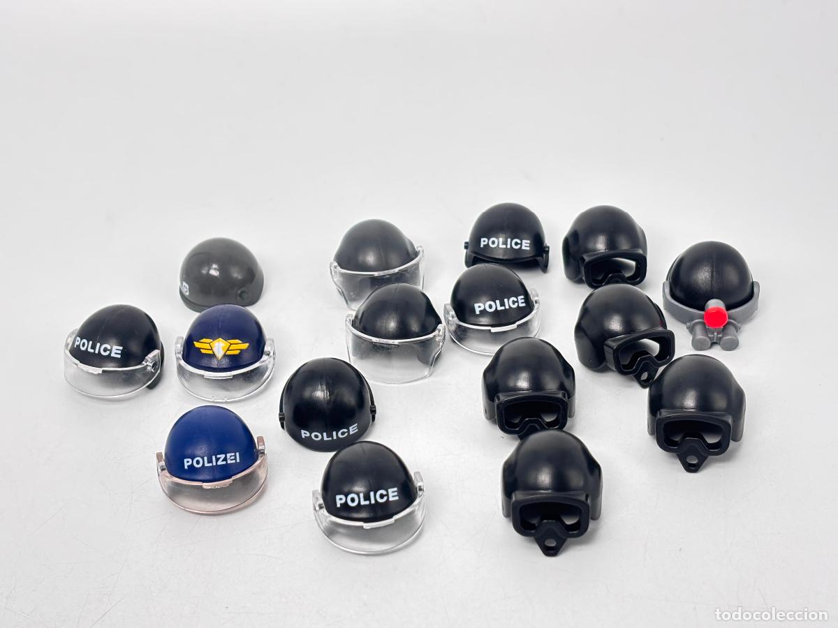 Playmobil: Playmobil lote casco polic&iacute;a buzo varios colores