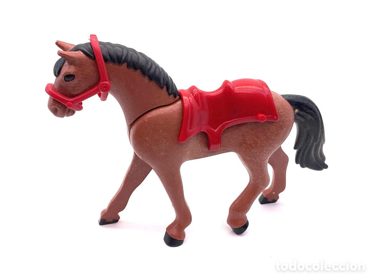 Playmobil: FIGURA PLAYMOBIL. CABALLO CON MONTURA ROJA Y BRIDA. REF MEDIEVOLO, GRANJA, ETC