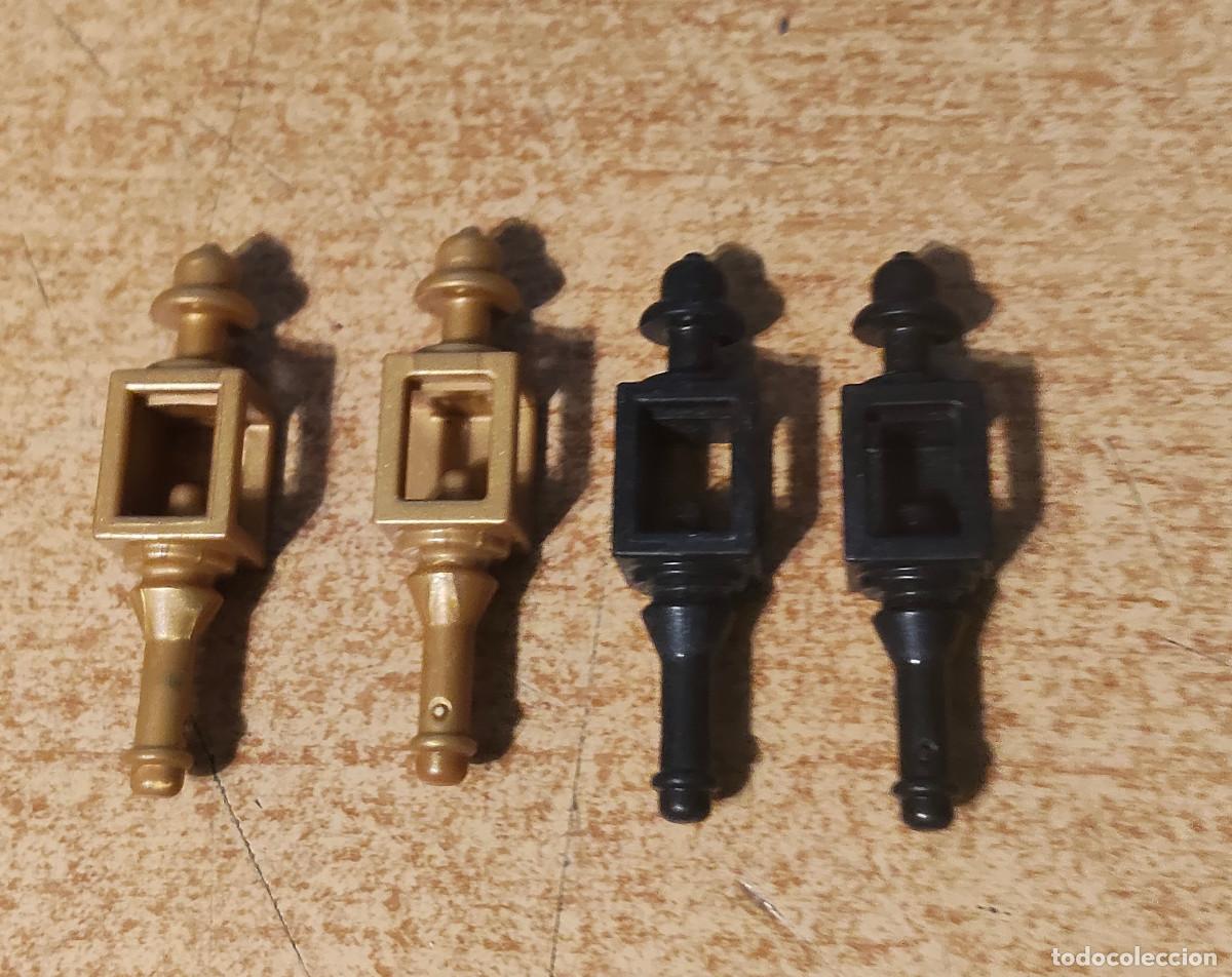 Playmobil: Playmobil 2 FAROLILLOS DORADOS + 2 negros DE DILIGENCIA OESTE O GALEON PIRATA ANTIGUO