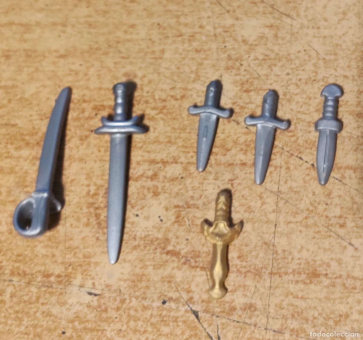 Playmobil: 2 Espadas 3 dagas cuchillos punyales gris 1 doradp - Playmobil Medieval Piratas Oeste Caballeros