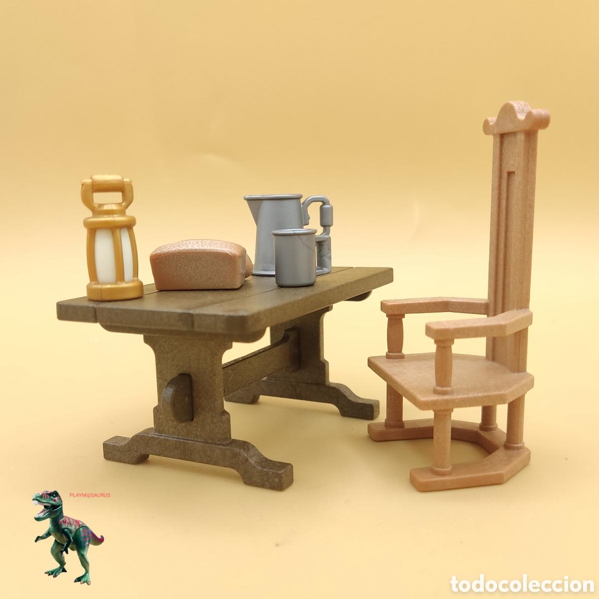Playmobil: Playmobil mesa medieval western sillas comida meson posada bar saloon casa mansion comedor cantina