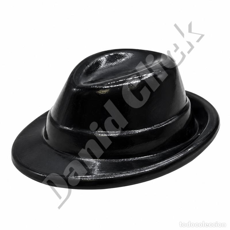 Playmobil: Playmobil Sombrero Fedora Negro G&aacute;nster Mafioso Detective Caballero &Eacute;poca