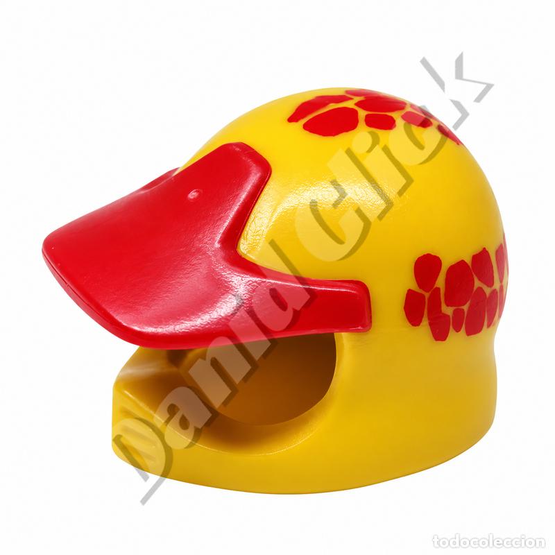 Playmobil: Playmobil Casco Moto Amarillo Rojo Visera Motorista Piloto Carreras