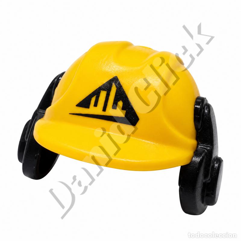 Playmobil: Playmobil Casco Obra Amarillo Orejeras Negras Obrero Construcci&oacute;n