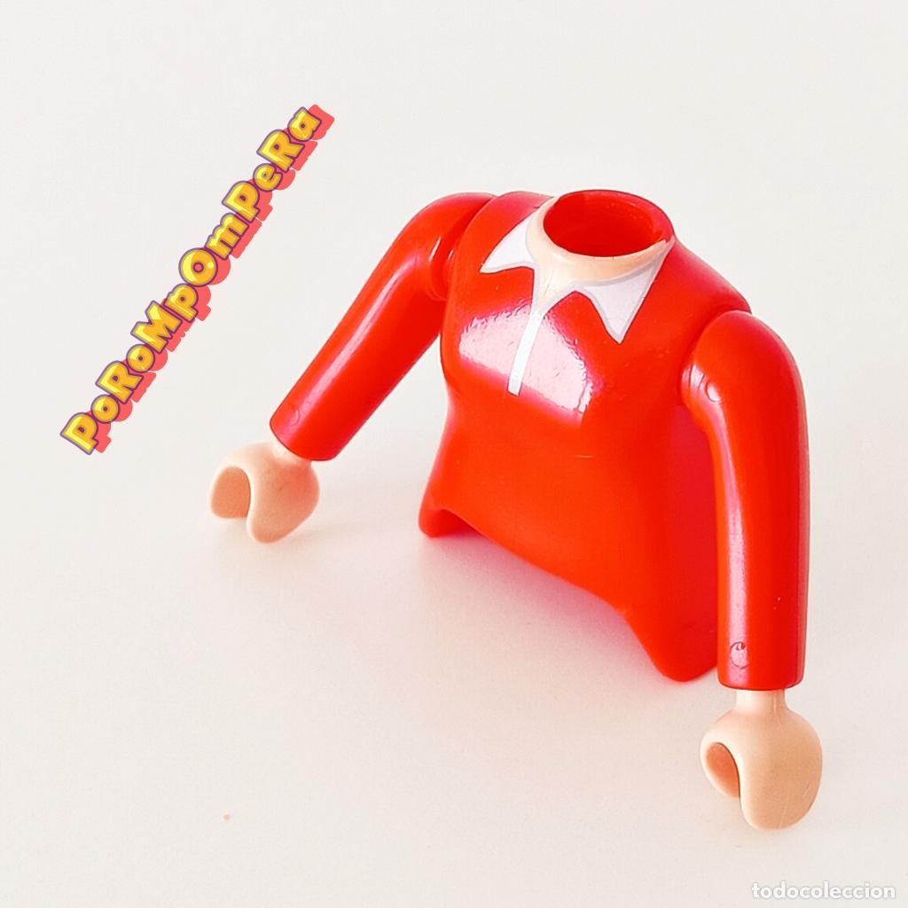 Playmobil: PLAYMOBIL torso mujer rojo + brazo curvo a juego manga larga jersey COMPLETAR/CUSTOM chica U4