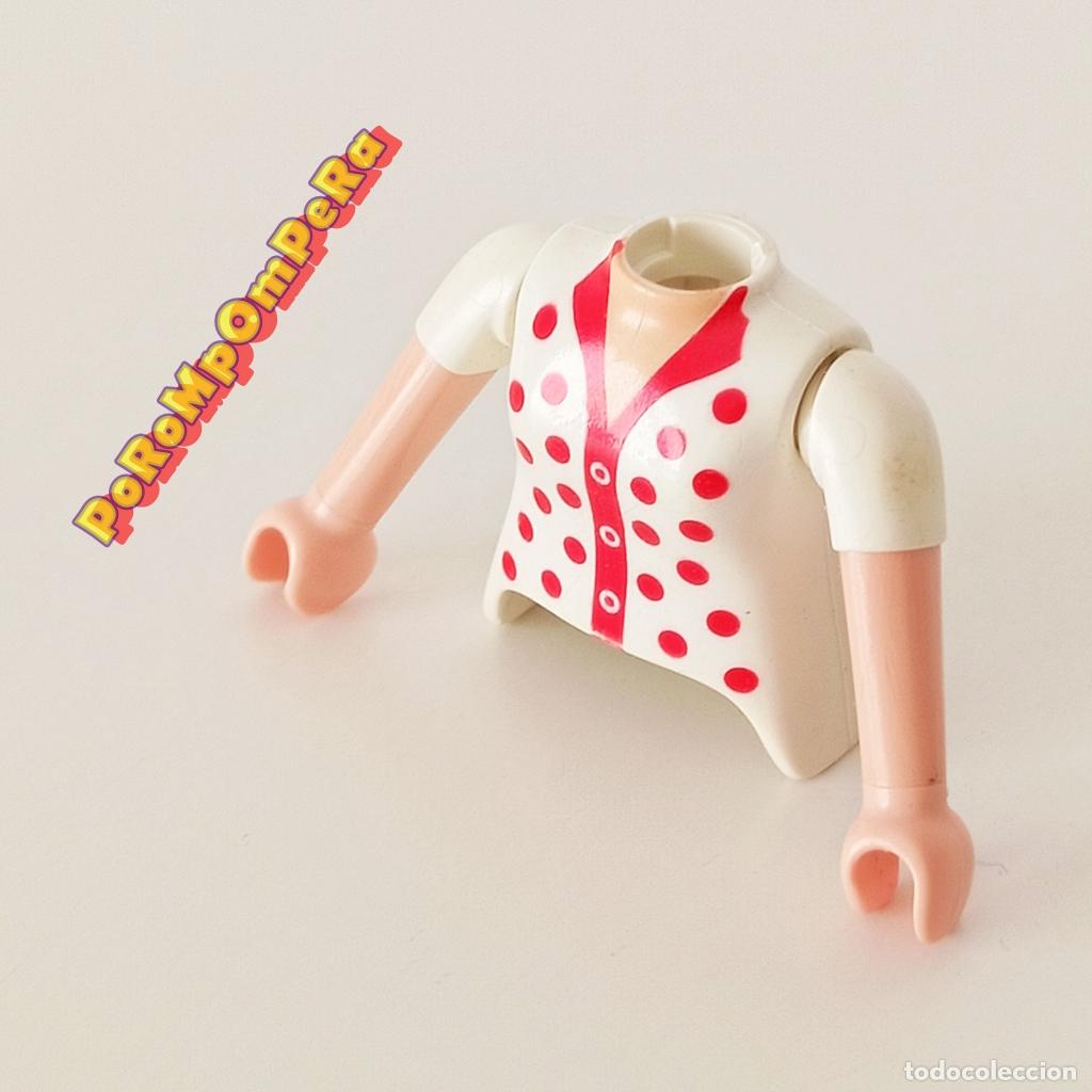 Playmobil: PLAYMOBIL torso mujer blanco + brazo curvo a juego manga corta blusa COMPLETAR/CUSTOM chica U4