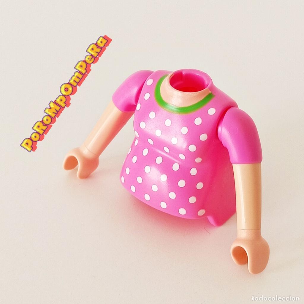 Playmobil: PLAYMOBIL torso mujer embarazada + brazo curvo a juego manga corta blusa COMPLETAR/CUSTOM chica U4