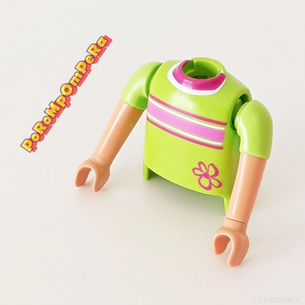 Playmobil: PLAYMOBIL torso camiseta verde lima + brazo a juego manga corta piel bronceada COMPLETAR/CUSTOM U4