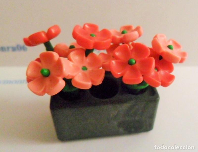 Playmobil: PLAYMOBIL P113-1 VEGETACION MACETA RECTANGULAR GRIS CON FLORES ROSA FUCSIA