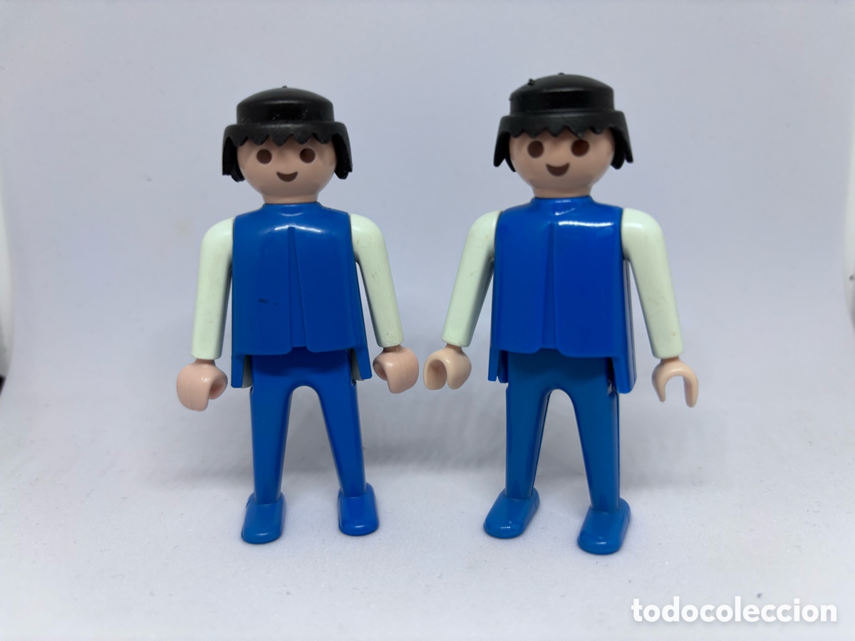 Playmobil: Playmobil lote dos chicos vintage azul pelo negro