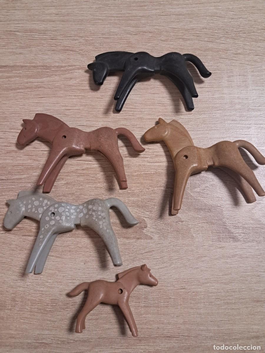 Playmobil: Lote 5 caballos Playmobil vintage 1974 original geobra primera generaci&oacute;n + 1986