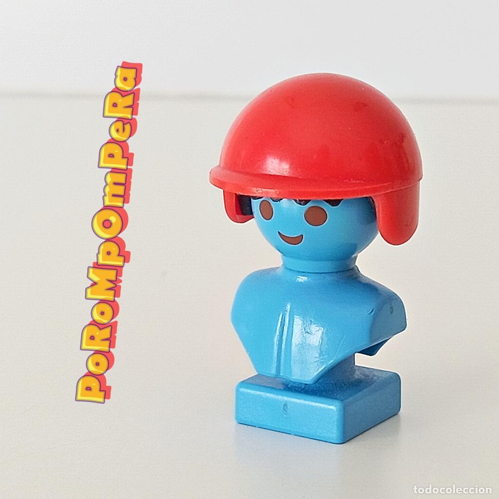 Playmobil: PLAYMOBIL casco rojo visera corta &eacute;poca 3302 3565 3575 ? piloto motorista rally 70s 80s U4