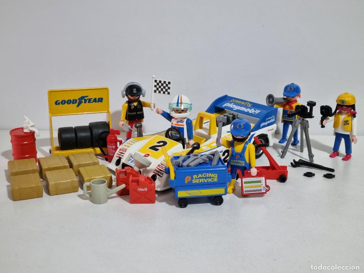 Playmobil: Playmobil 3738 Set Equipo Piloto Carrera Coche Barqueta Servicio Mecanico Taller