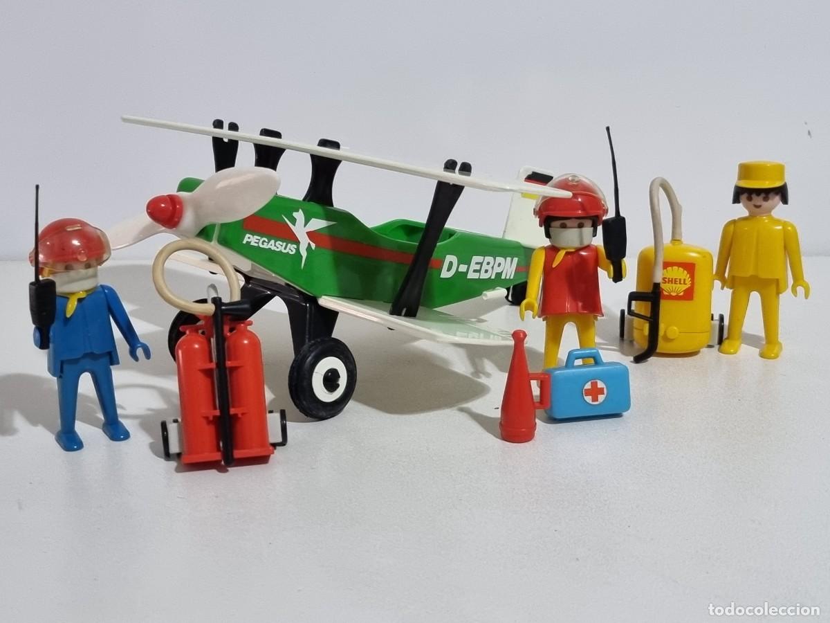 Playmobil: Playmobil 3246 Antigua Avioneta Avion Verde Biplano Pegasus Ngorongoro Safari