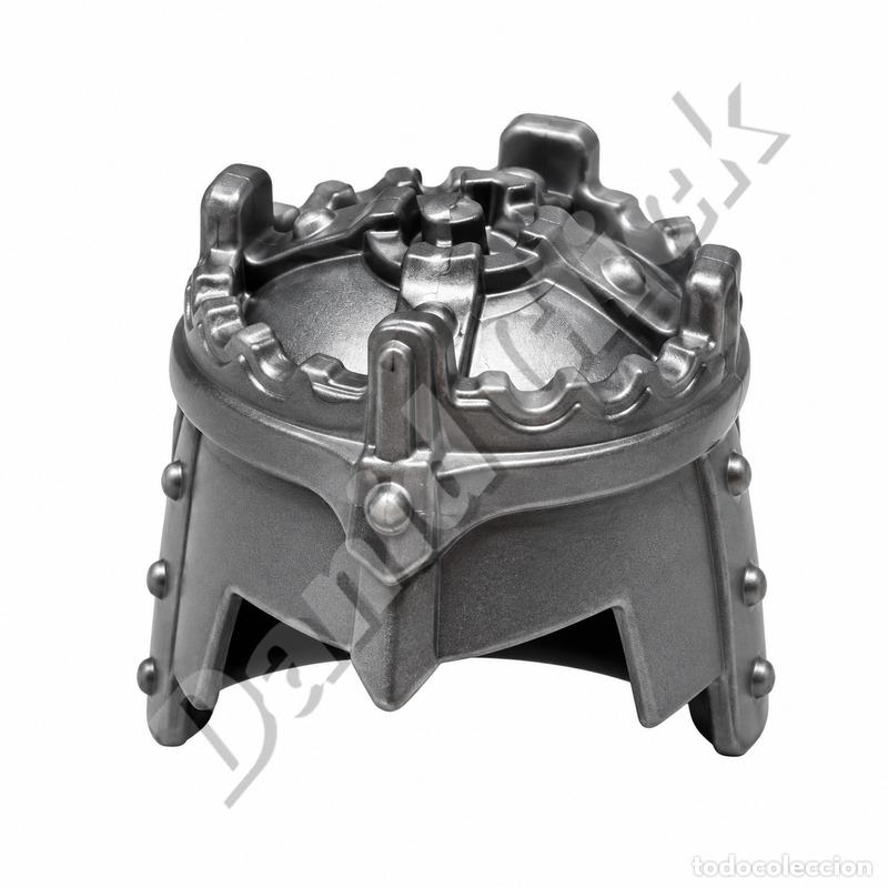 Playmobil: Playmobil Casco Medieval Gris Plata Abierto Caballero Guerrero Repuesto Custom