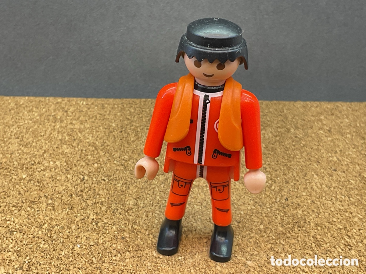 Playmobil: FIGURA PLAYMOBIL. HOMBRE CON MONO Y CHALECO NARANJA. SET EMERGENCIAS.