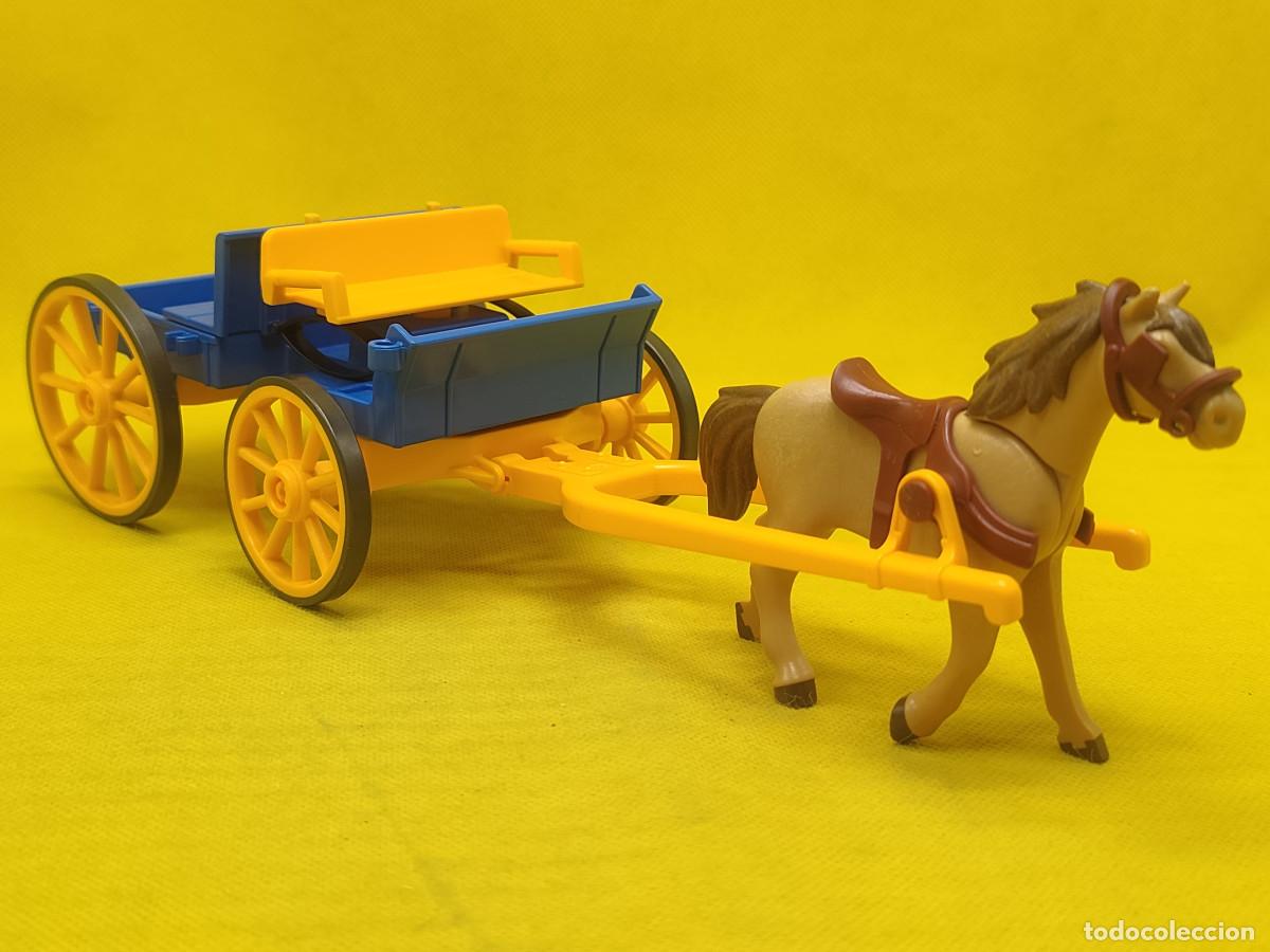 Playmobil: Playmobil Carreta azul con caballo al trote