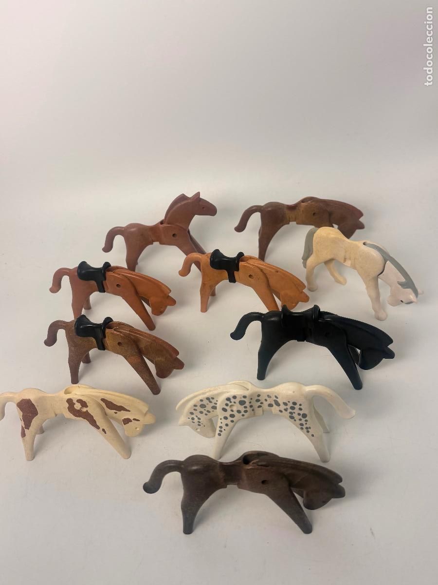 Playmobil: Playmobil lote caballo se caen cabeza marcas silla montar