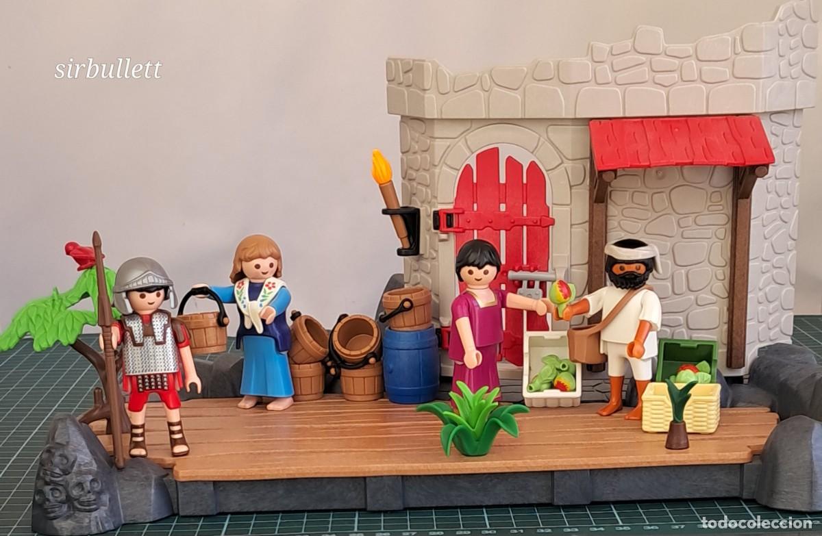 Playmobil: Mercado Bel&eacute;n. Playmobil. Navidad, Vendedor manzanas Vendedora cubos Soldado Romano