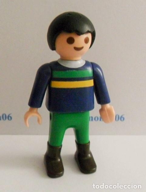 Playmobil: PLAYMOBIL P202* NI&Ntilde;OS NI&Ntilde;O JESSEY AZUL RALLAS VERDE AMARILLO PANTALON VERDE