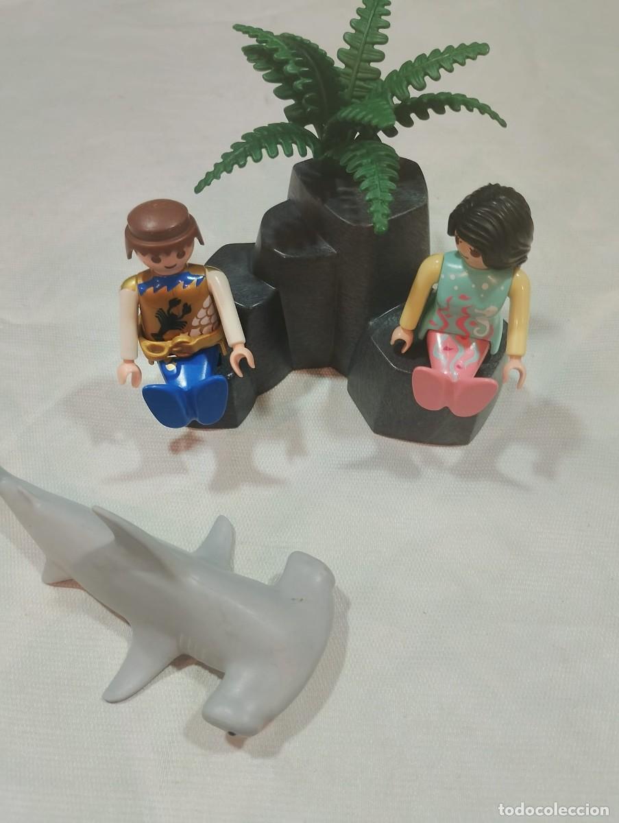 Playmobil: PLAYMOBIL lote sirena, trit&oacute;n, tibur&oacute;n martillo y roca submarina