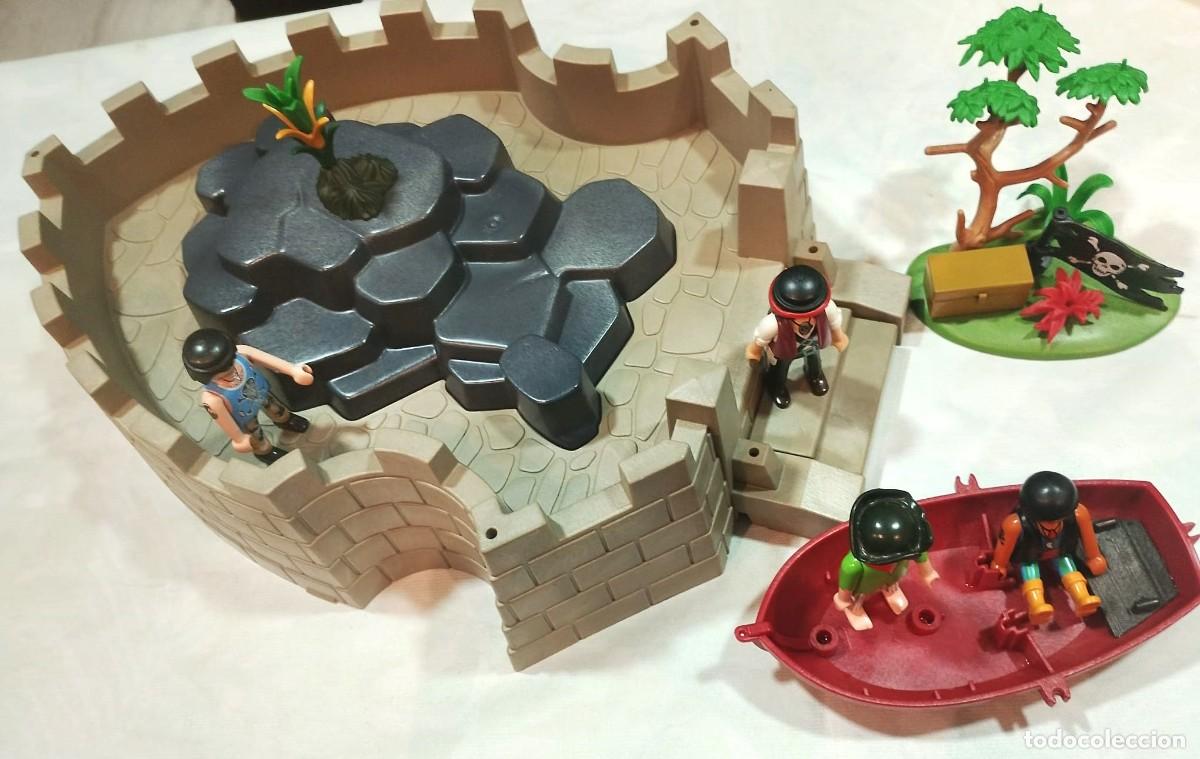 Playmobil: Lote Playmobil fortaleza pirata, isla, barca y 4 figuras