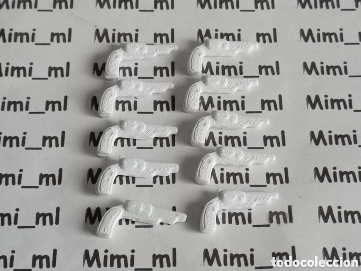 Playmobil: 10 pistolas color blanco en impresi&oacute;n 3d rev&oacute;lver western oeste compatibles con Playmobil