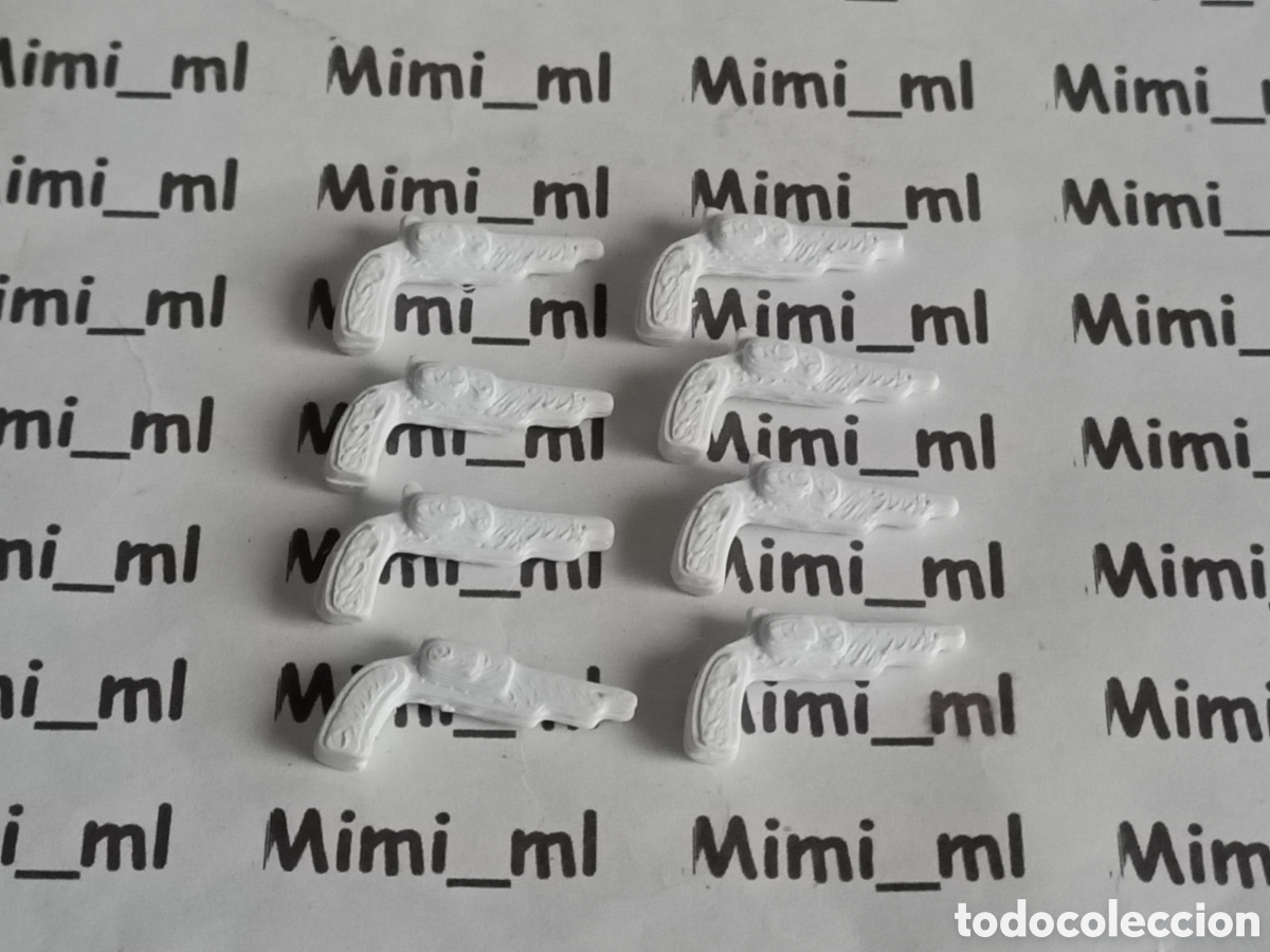 Playmobil: 8 pistolas color blanco en impresi&oacute;n 3d rev&oacute;lver western oeste compatibles con Playmobil armas