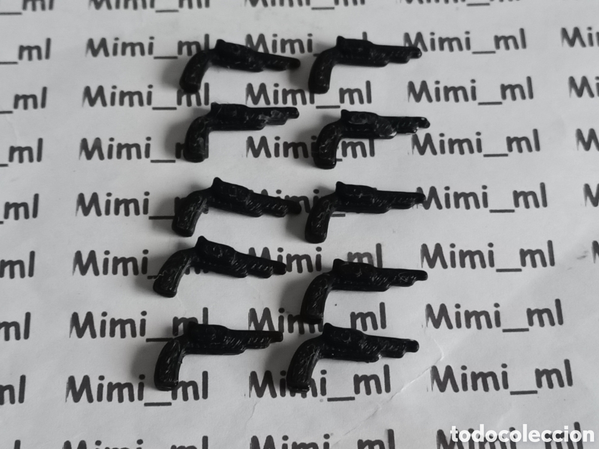 Playmobil: 10 pistolas color negro en impresi&oacute;n 3d compatibles con Playmobil rev&oacute;lver western oeste armas