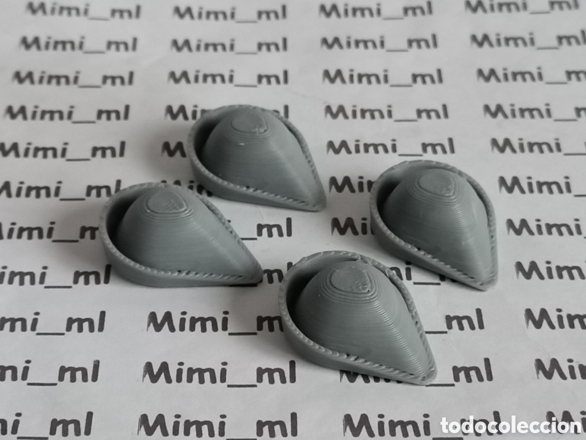 Playmobil: 4 gorros grises hombre medieval en impresi&oacute;n 3d compatibles con Playmobil