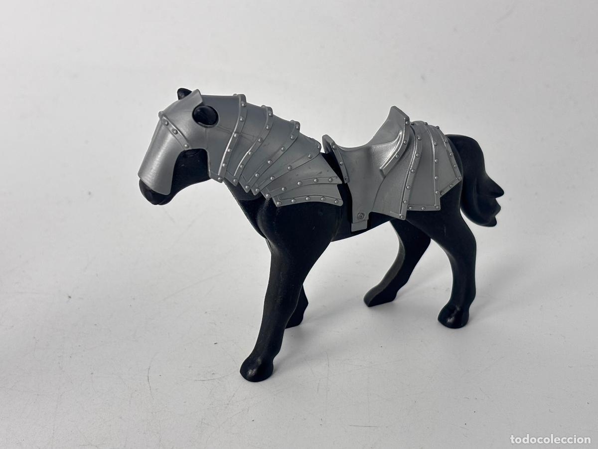 Playmobil: Playmobil lote caballo negro con armadura gris