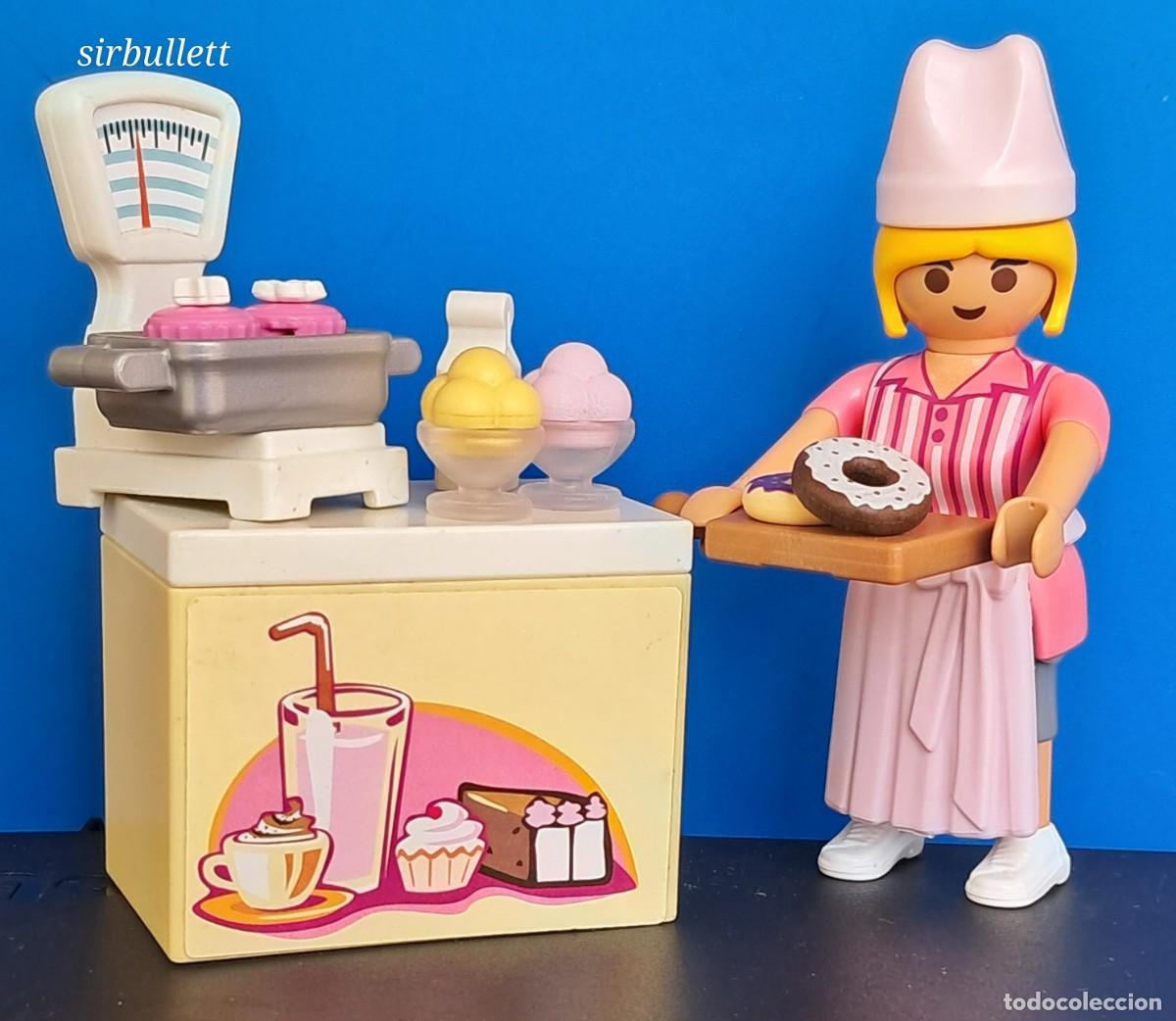 Playmobil: Figura Heladera Repostera. Playmobil. Balanza Donuts Muffins Mostrador