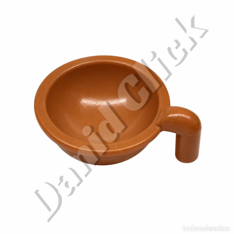 Playmobil: Playmobil Cuenco Marr&oacute;n con Asa Plato Hondo Cazuela Cocina Medieval Bel&eacute;n