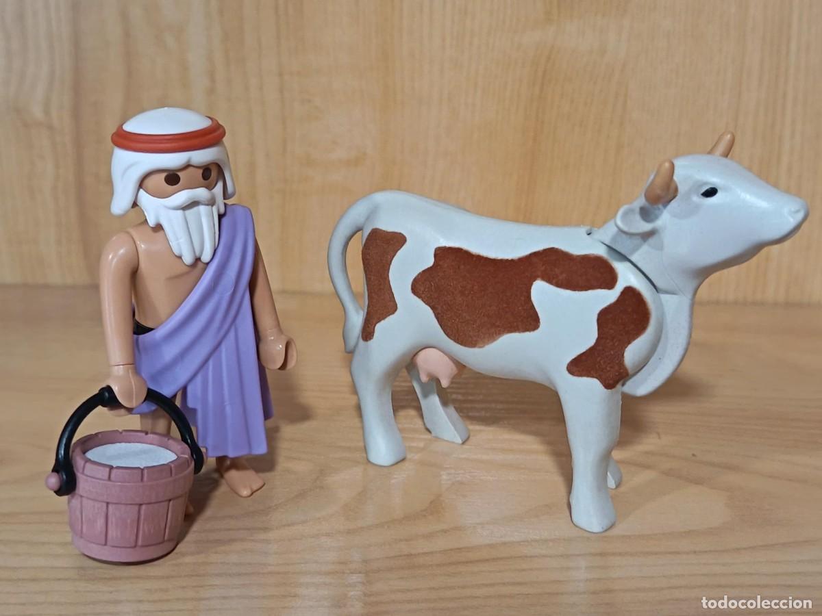 Playmobil: PLAYMOBIL ALDEANO CON CUBO DE LECHE Y VACA , BELEN - 22/7/26