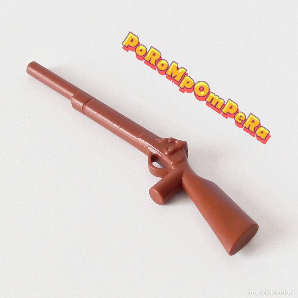 Playmobil: PLAYMOBIL fusil marr&oacute;n oeste a&ntilde;os 80 escopeta sheriff rifle bandido indio fuerte nordista sudista D9