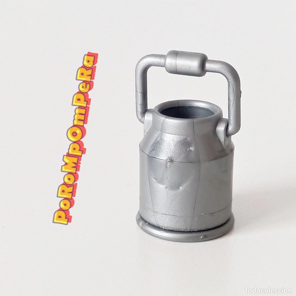 Playmobil: PLAYMOBIL lechera plateada sin tapa vasija peque&ntilde;a leche granja granjero medieval bel&eacute;n oeste D9