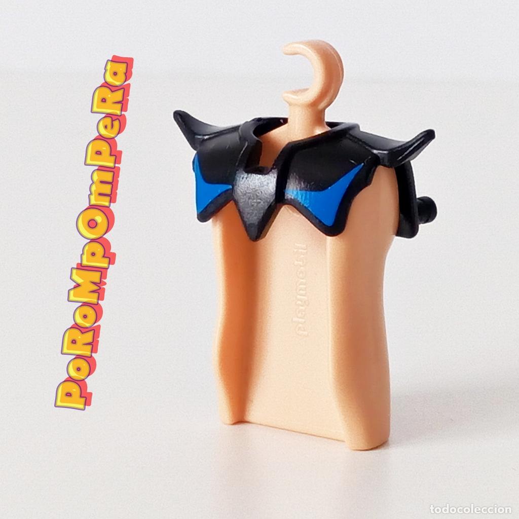 Playmobil: PLAYMOBIL pechera negra-azul puntiaguda enganche trasero cuello armadura espaldar coraza medieval D7