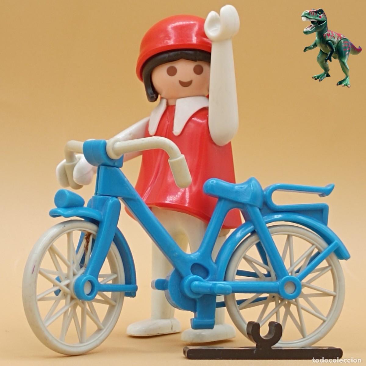 Playmobil: Playmobil figura mujer ciclista bicicleta roja bici joven victoriana 3573