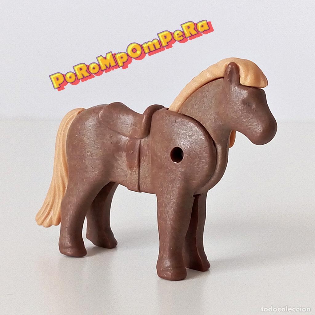 Playmobil: PLAYMOBIL pony marr&oacute;n crin beige potro caballo peque&ntilde;o granja h&iacute;pica oeste medieval D6