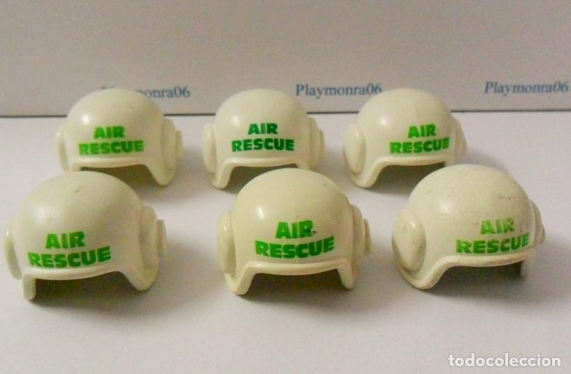 Playmobil: PLAYMOBIL P206 * 6 CASCOS BLANCO AIR RESCUE PILOTOS HELICOPTERO SIN VISERA NI MICRO