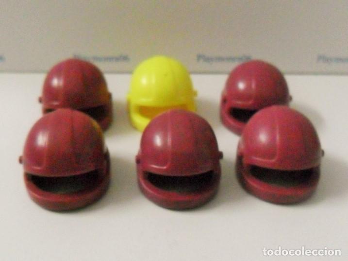 Playmobil: PLAYMOBIL P206 * 6 CASCOS FUCSIA Y AMARILLO MOTORISTA PILOTO SIN VISERA