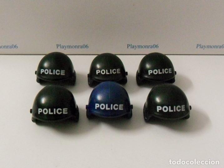 Playmobil: PLAYMOBIL P206 * 6 CASCOS NEGRO Y AZYL POLICE MOTORISTA PILOTO SIN VISERA