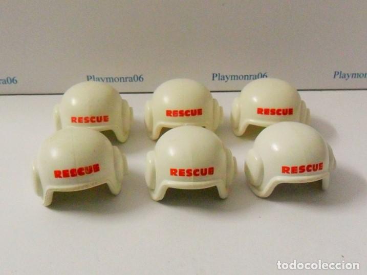 Playmobil: PLAYMOBIL P206 * 6 CASCOS BLANCO RESCUE MOTORISTA PILOTO SIN VISERA NI MICRO