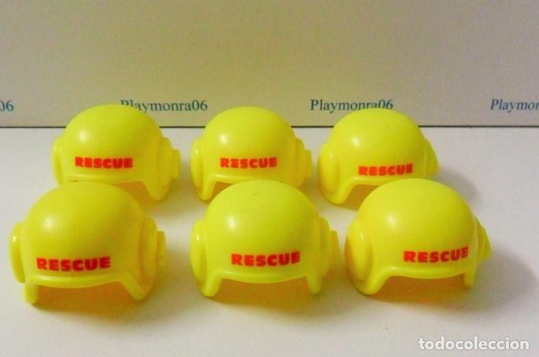Playmobil: PLAYMOBIL P206 * 6 CASCOS RESCUE AMARILLO MOTORISTA PILOTO SIN VISERA NI MICRO