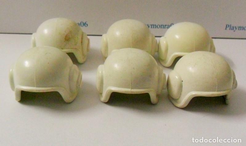 Playmobil: PLAYMOBIL P206 * 6 CASCOS BLANCO MOTORISTA PILOTO SIN VISERA NI MICRO