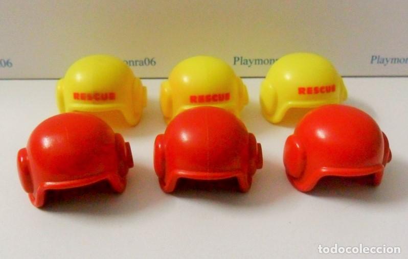Playmobil: PLAYMOBIL P206 * 6 CASCOS ROJO Y AMARILLO RESCUE MOTORISTA PILOTO SIN VISERA NI MICRO