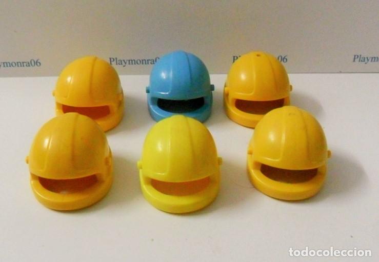 Playmobil: PLAYMOBIL P206 * 6 CASCOS AMARILLO Y AZUL MOTORISTA PILOTO SIN VISERA